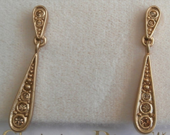Christian Dior Gold Plated Earrings with Swarovsk… - image 1
