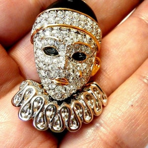 Swarovski Signed Pierrot Clown Pin Brooch