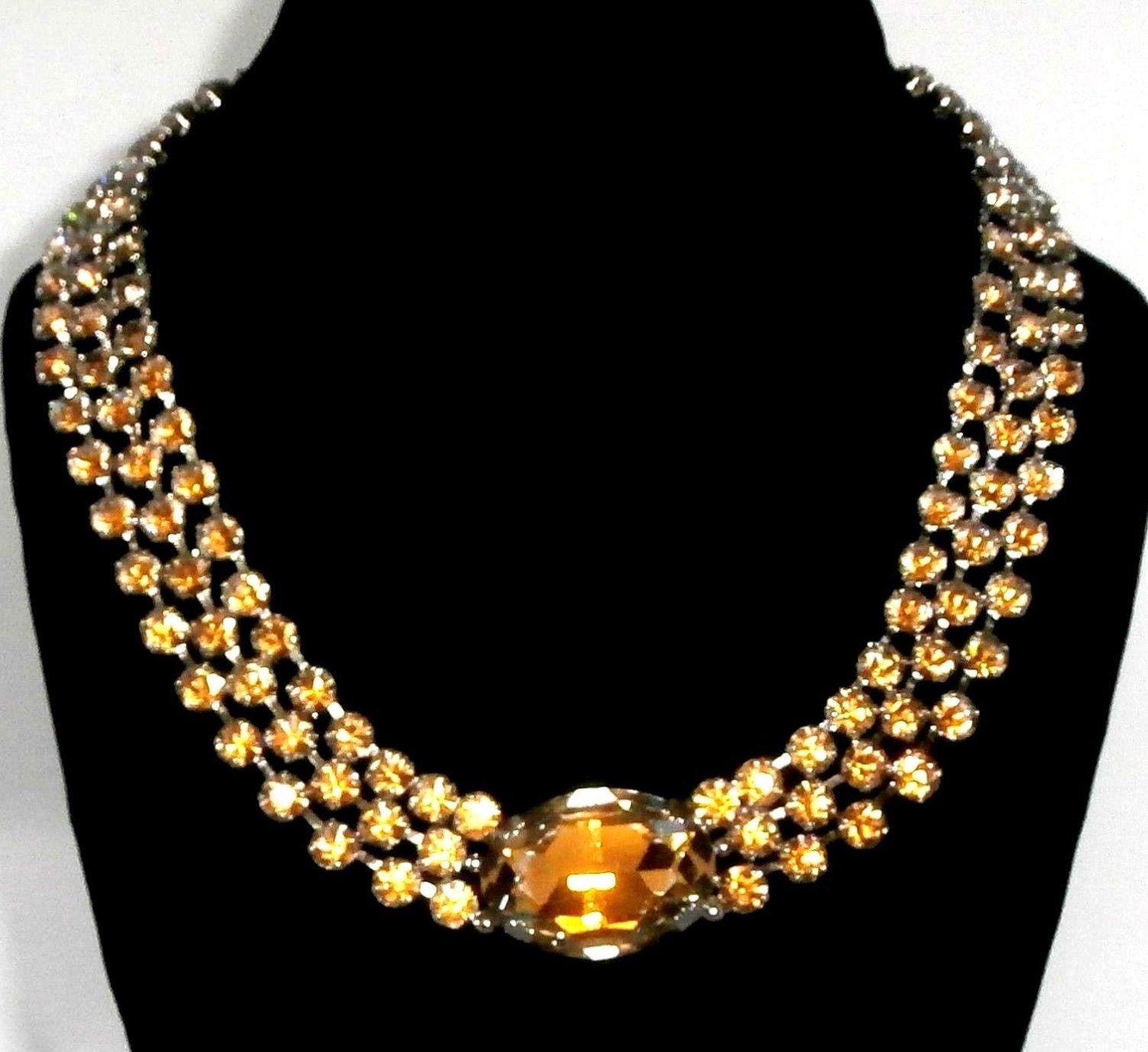 Christian Dior Signed Necklace Rhodium Plated Citrine Yellow - Etsy