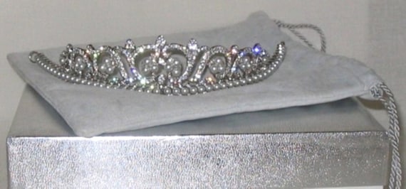 Swarovski Signed Princess Tiara Rhodium Plated se… - image 2