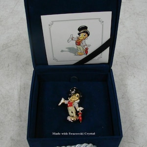 Swarovski Disney Signed Jiminy  Cricket Pin Brooch In Box with COA