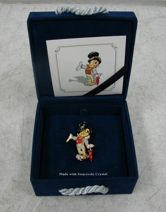 Swarovski Disney Signed Jiminy Cricket Pin Brooch in Box With COA Etsy Canada