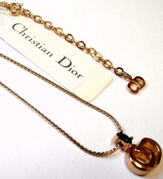 ネックレス・ペンダント Dior Mer Des Merveilles Necklace Christian Dior Signed Gold Plated Necklace With Emerald