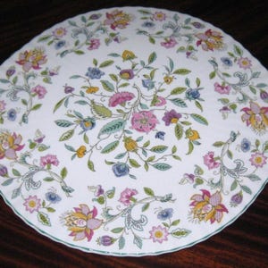 Minton Haddon Hall English Bone China Flat Cake Plate with Feet 13 1/2&quot; x 12 1/8&quot;