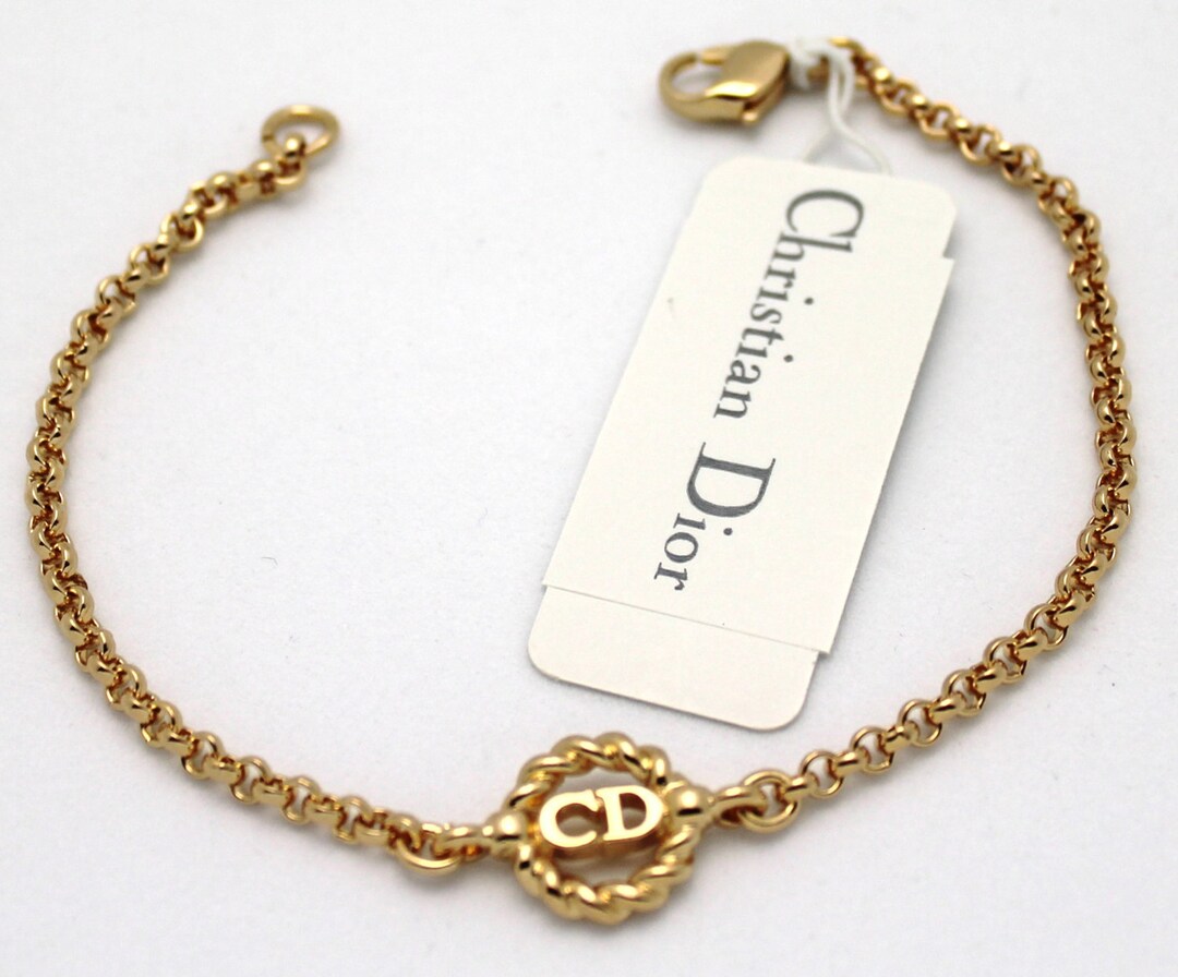 Christian Dior Symbol Bracelet Gold-plated Chain With CD