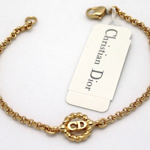 Christian Dior Symbol Bracelet Gold-Plated Chain with CD Monogram Center