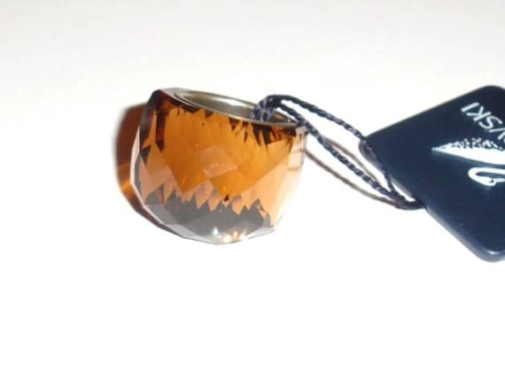 Daniel Swarovski Signed Paris Crystal Ring Glacier Topaz XS (50