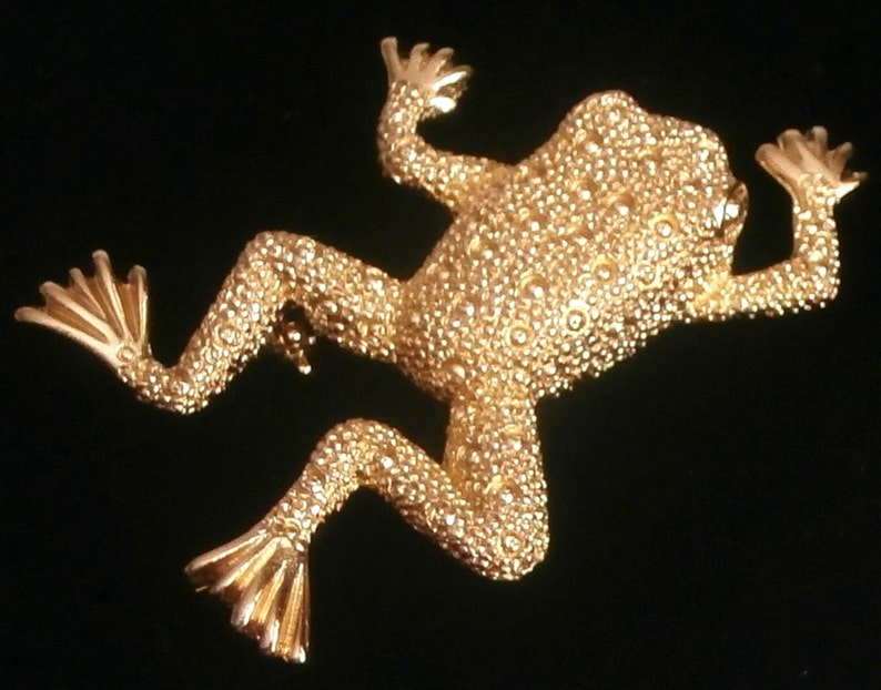 Christian Dior Signed Goldplated Frog Pin Brooch Etsy