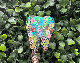Glitter Peace Sign Tooth Badge Reel | Dental Assistant, Hygienist Gift