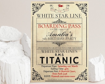 Titanic Invitation Template, Titanic Birthday Invitation Printable, Titanic Themed Party Invite, Nautical Birthday Email Invitation