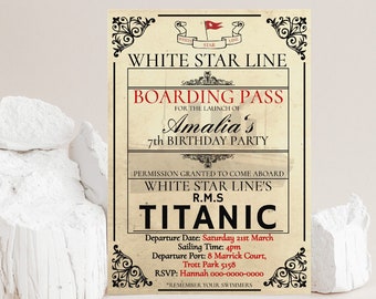 Printable Kids Titanic Invitation, Titanic Themed Birthday Party Supplies, Nautical Birthday Invite Ideas