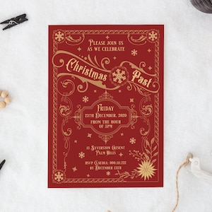 Vintage Christmas Party Invitation, Victorian Christmas Function Invite, Printable Winter Festival Work Party Invitation Template image 1