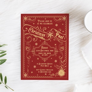 Vintage Christmas Party Invitation, Victorian Christmas Function Invite, Printable Winter Festival Work Party Invitation Template image 4