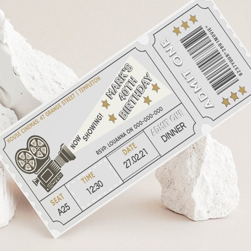 Movie Ticket Invitation Etsy
