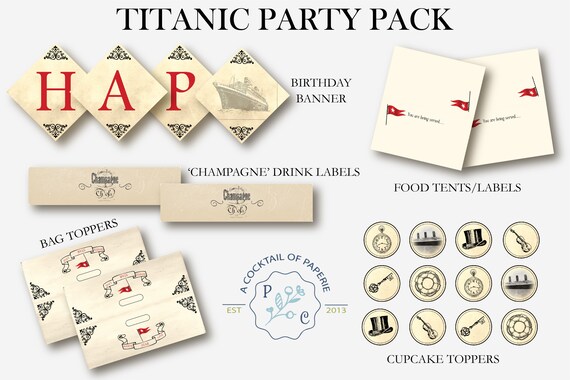 Titanic Party Supplies Printable Titanic Party Pack Bundle Etsy
