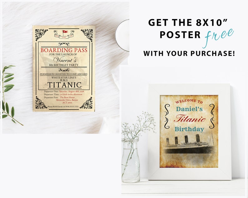 Titanic Invitation Template, Titanic Birthday Invitation Printable, Titanic Themed Party Invite, Nautical Birthday Email Invitation image 5