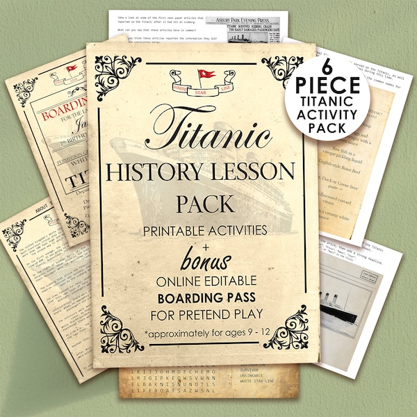 Titanic Party Games, Homeschool Lesson, History Lesson Plan, Printable Titanic Lesson Plan, Kids Pretend Play, Homeschool Curriculum History