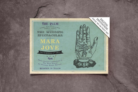 Fortune Teller Printable Invitation, Halloween Wedding