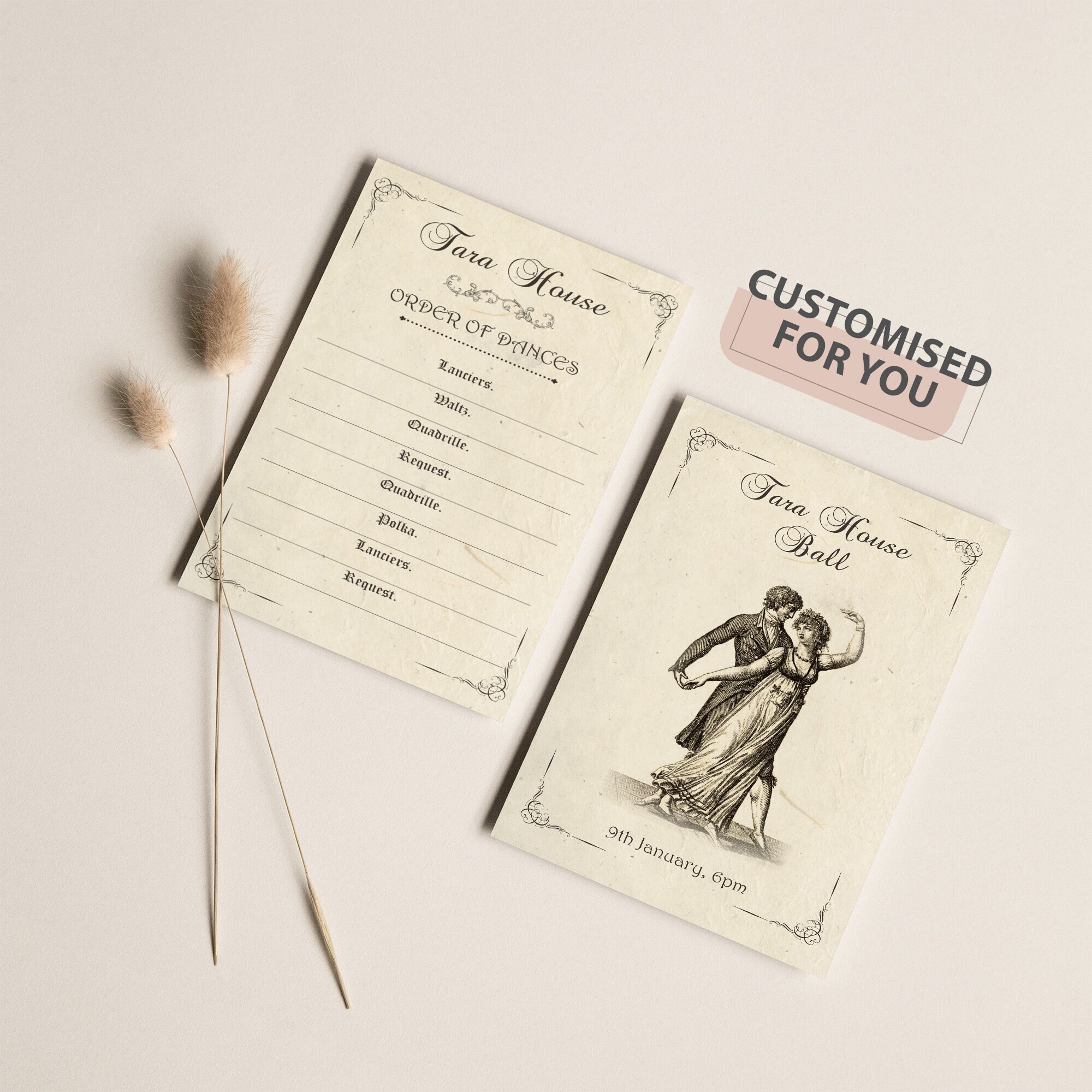 Jane Austen Regency Era Replica Dance Card Printable Party Etsy Ireland
