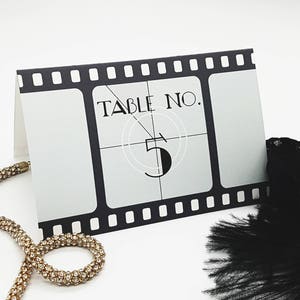 Printable Hollywood Table Numbers 35, Film Reel Party Ideas, Movie