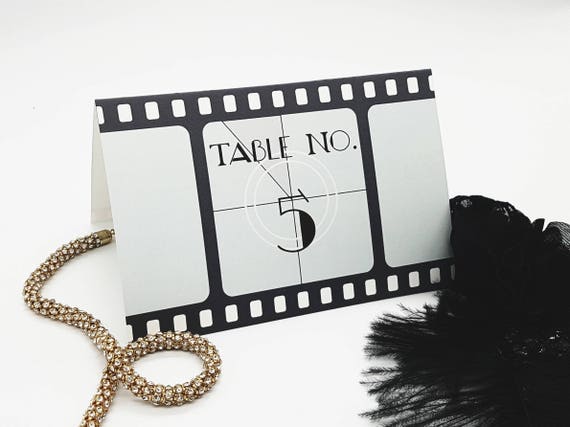 Printable Hollywood Table Numbers 35, Film Reel Party Ideas, Movie