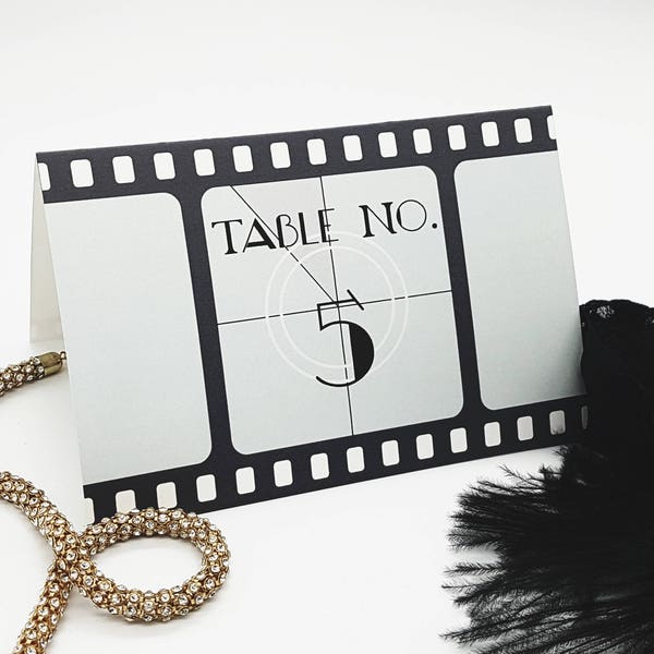 Printable Hollywood Table Numbers (35), Film Reel Party Ideas, Movie Themed wedding decor, Old Hollywood Party Decorations, Numbers 1-35