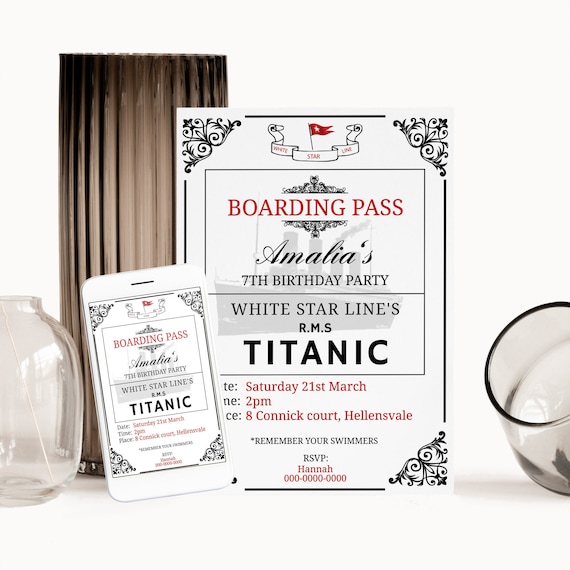 Titanic Birthday Invitation Template to Download, Invitation Printable ...