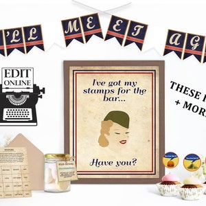 1940s Party Theme, 1940s Decorations Printables, 90th Birthday Decorations, 40th Birthday Decorations, 40s Themed Party, Military WWII Party