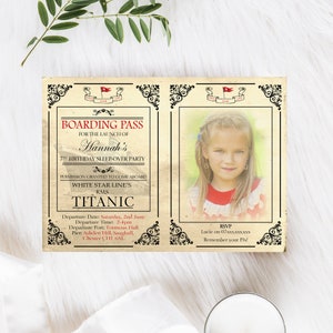 Personalised Titanic Invitation for Boy or Girl, Nautical Theme Party Invite, Custom Nautical Party Invitation Template