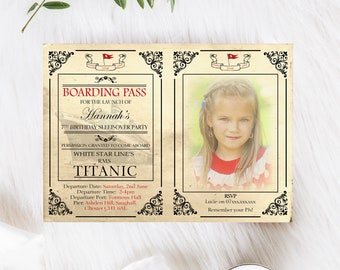 Personalised Titanic Invitation for Boy or Girl, Nautical Theme Party Invite, Custom Nautical Party Invitation Template