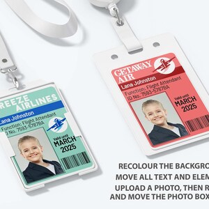 Flight Attendant ID Badge, Pretend Play Airline Uniform Name Badge ...