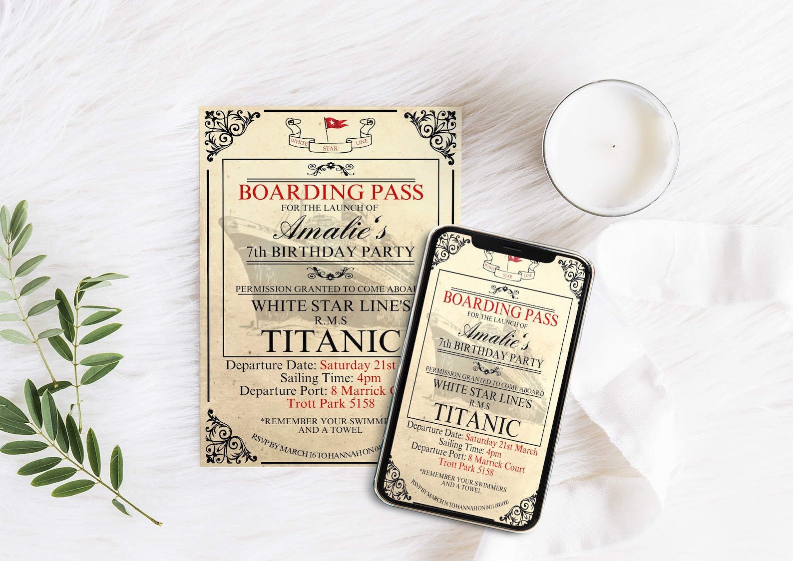 Titanic Birthday Party Invitation Printable Titanic Themed | Etsy India