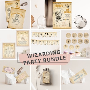 Wizard Birthday Decorations, Party Supplies, Printable Wizard Party Decor, Instant Download, Magic Birthday Banner, Baby First Birthday image 1