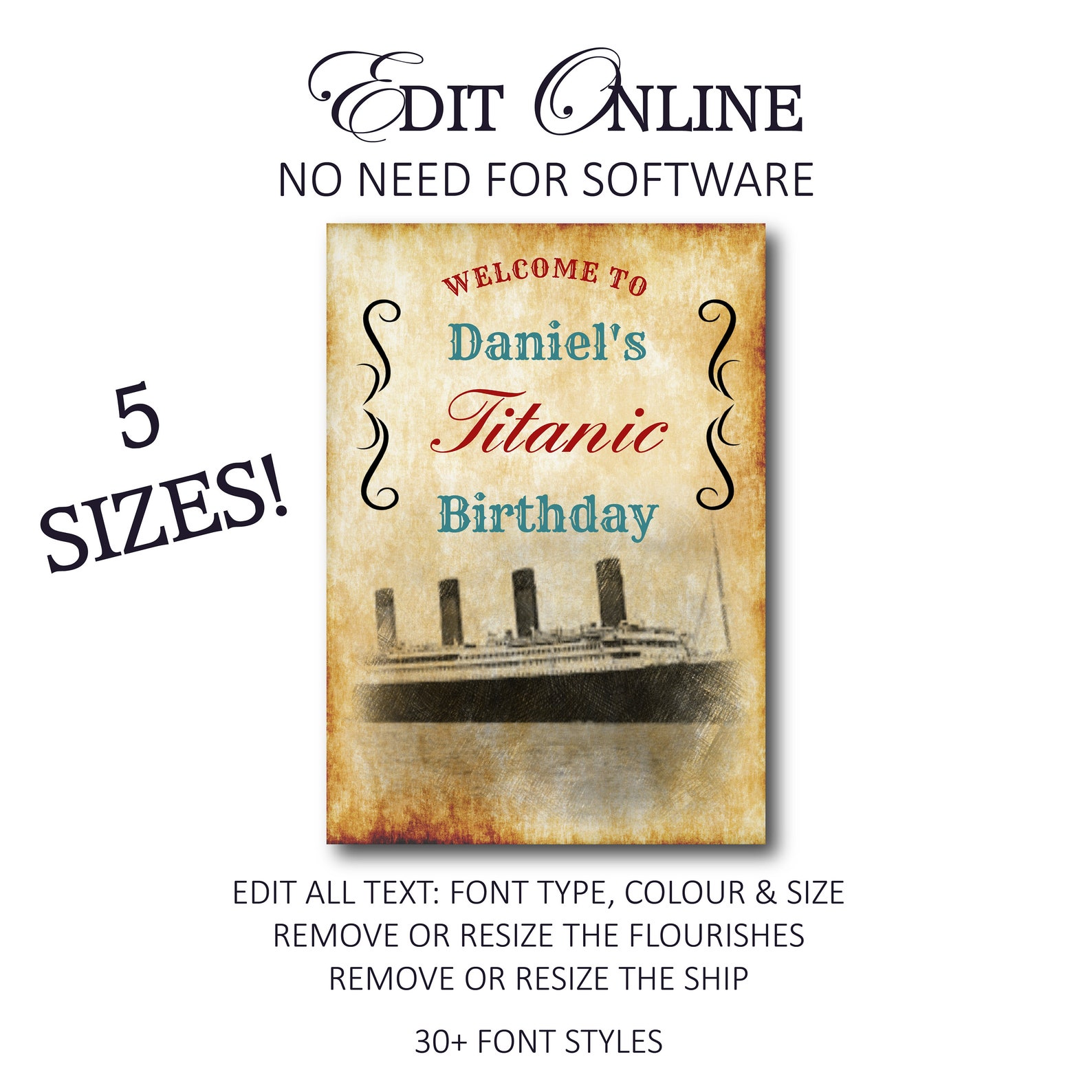 Titanic Birthday Party Poster DIGITAL Titanic Party - Etsy