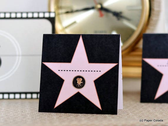 Hollywood Walk Of Fame Star Place Cards Hollywood Party