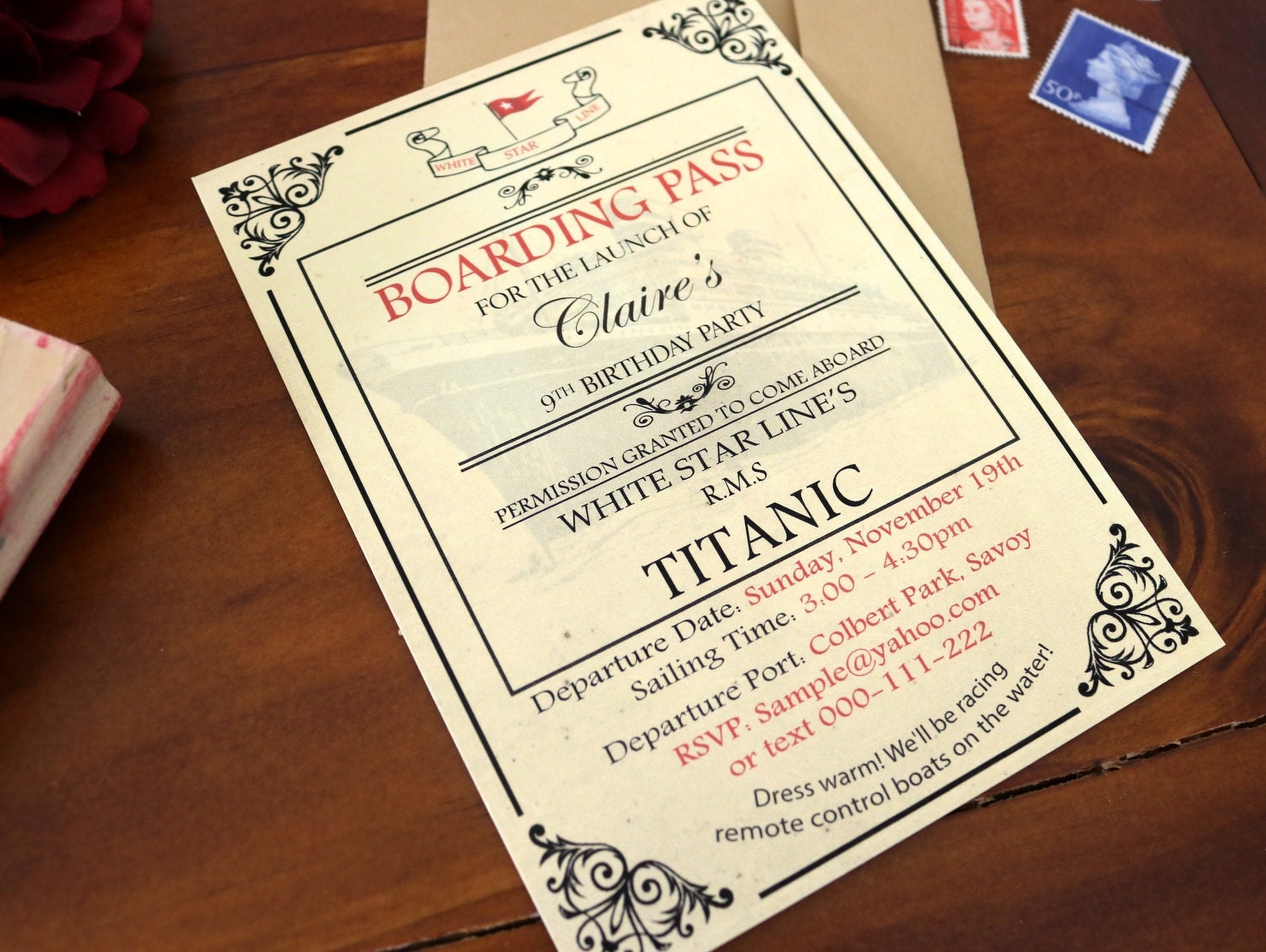 Titanic Birthday Party Invitation Printable Titanic Themed Etsy