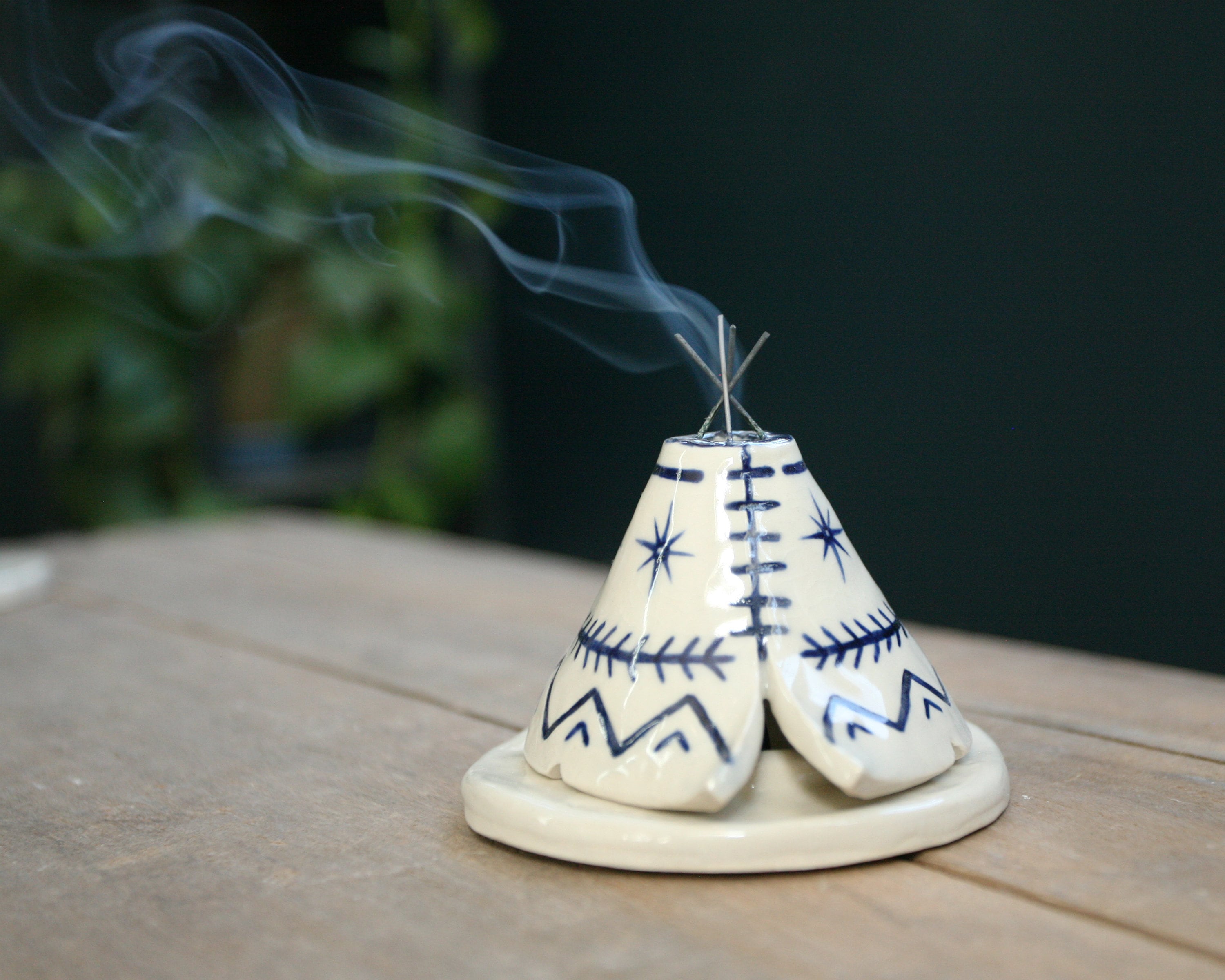 Unique Incense Burner TeePee Handmade Ceramic Navy Blue Etsy