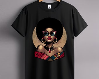Afrocentric Fashion Tee: Empowerment Icon Graphic Print Shirt