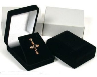 2 Pendant jewelry Gift Boxes Black VELVET