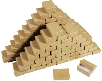 New 100 Kraft Cotton Filled Jewelry Gift Boxes 1 7/8" X 1 1/4" Charm Pendent Box