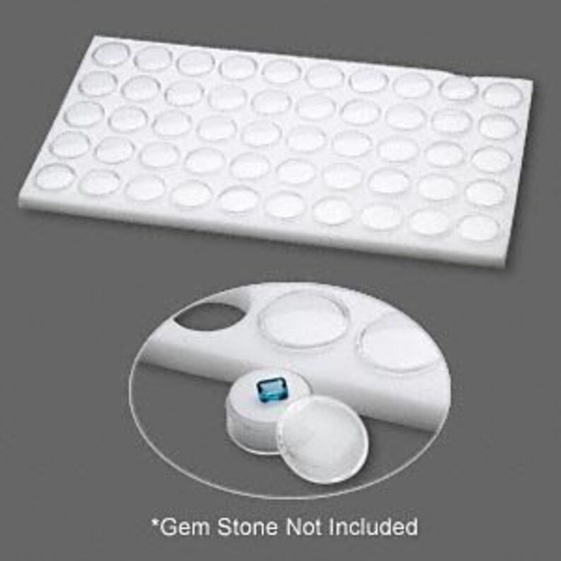 50 White Foam Gem Jars Gemstone Storage Display Tray Insert