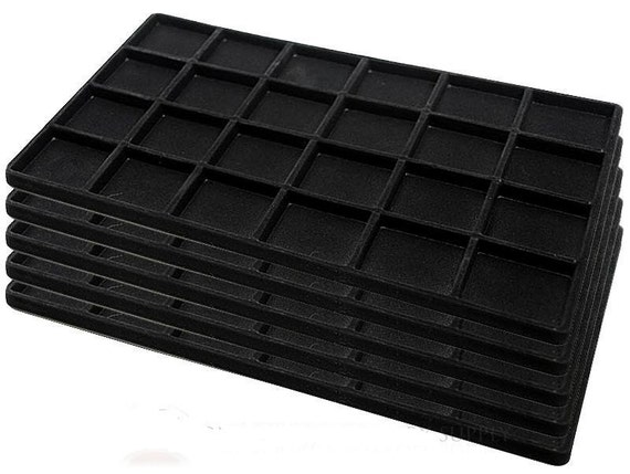 3 Black Insert Tray Liners W 24 Compartments Drawer Organizer