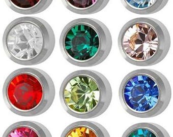 Surgical Steel 4mm Ear piercing Earrings studs 12 pair Mixed Colors White Metal by Caflon, Glass and Surgical Steel