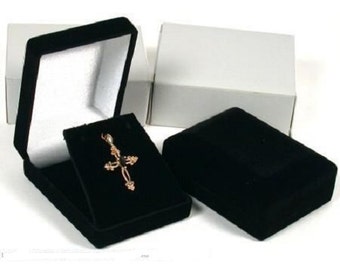 6 Necklace Pendant Gift Boxes Jewelry Displays Black
