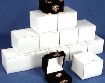 New 6 Black Velvet Ring Boxes With Brass Corners