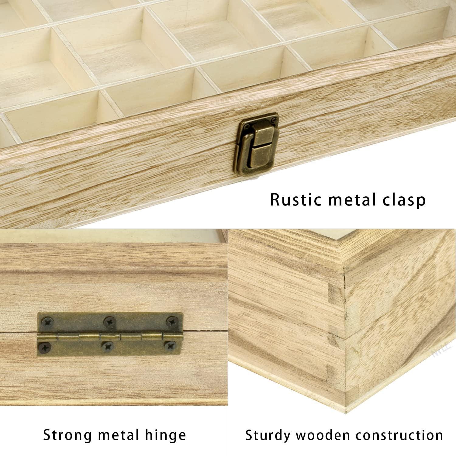 Vic_space1 Wooden Jewelry Display Case With Glass Top & Metal Clasp – Brown, Velvet Pad Included