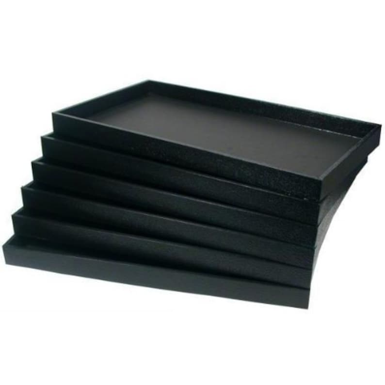 New 3 Black Plastic Fullsize Stackable Storage Trays Case Etsy