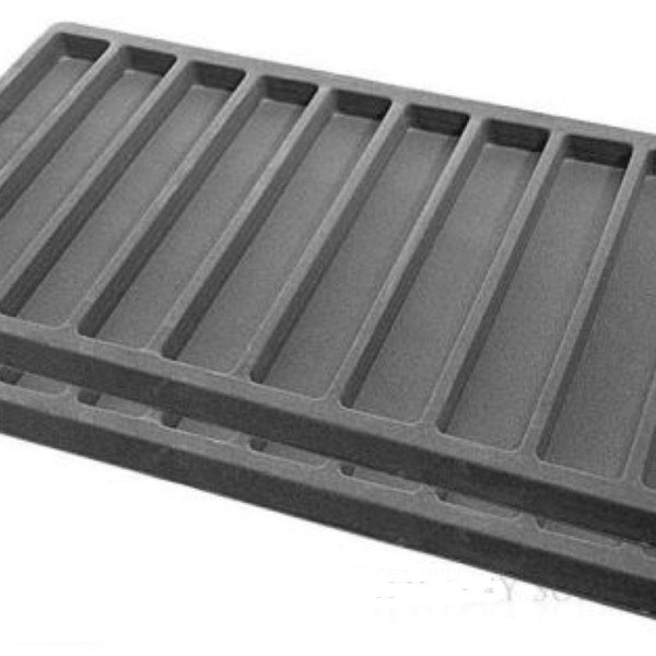 2 Gray Insert Tray Liners W/ 10 Slot Each Drawer Organizer Jewelry Displays