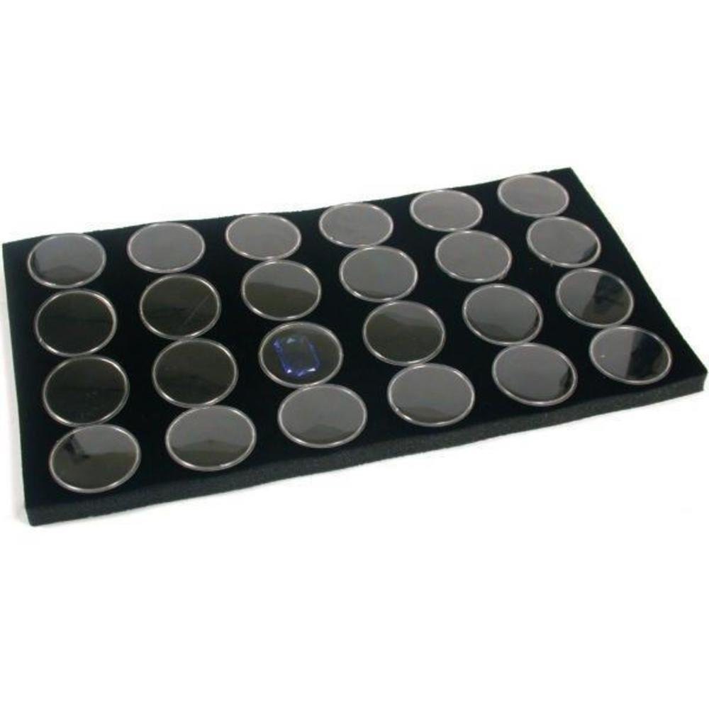 USJS Black 36-Jar Display Tray - Organizer For Gems, Beads, Coins, Gold Nuggets