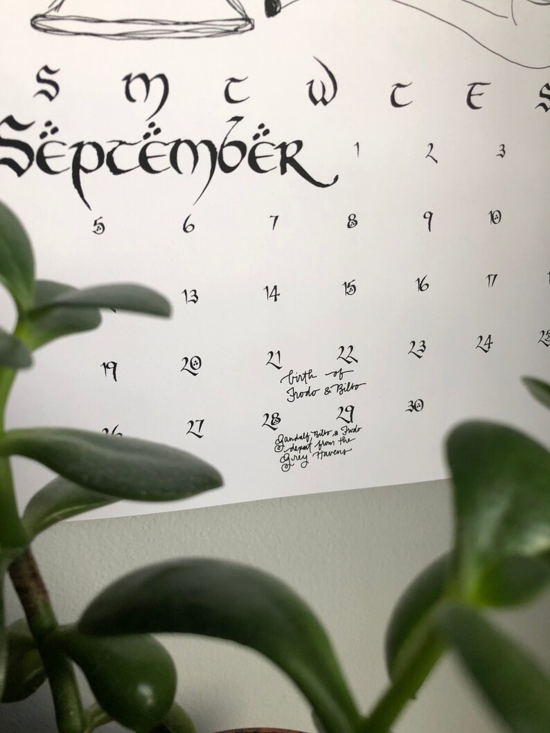 Printable 2024 Lord of the Rings Quotes and Dates Calendar // Etsy
